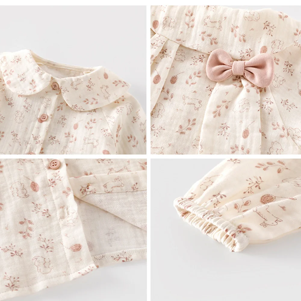 قمصان الفتيات طويلة الأكمام بيتر بان طوق الأزهار القطن عيد ميلاد ملابس الرضع الخريف عيد الميلاد طفل بلايز وبلوزات #3