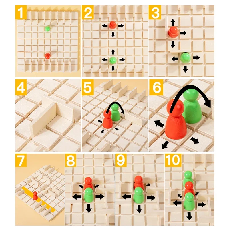 Wooden Step By Step Board Game, Family Strategy Game, Logical Thinking Tabletop Game Chess, Multiplayer Game Toy