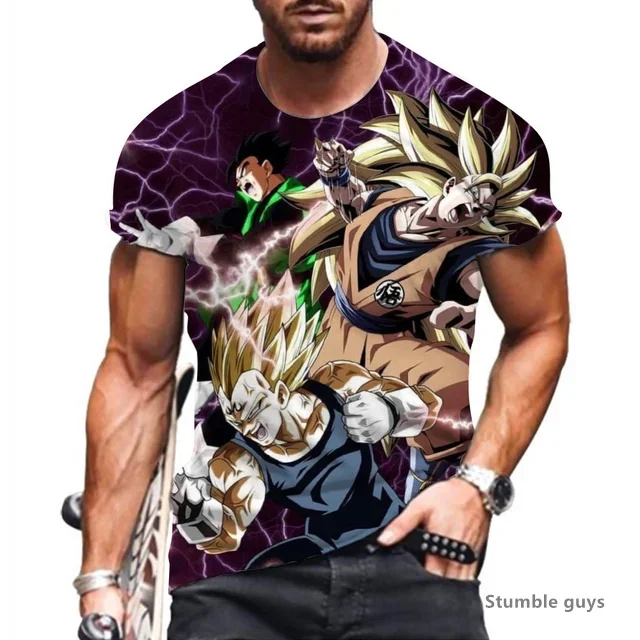 Herren Super Saiyan T-Shirt Dragon Ball T-Shirt Sommer Anime Gym Goku Tops Kakarot Vegeta Schnelltrocknend