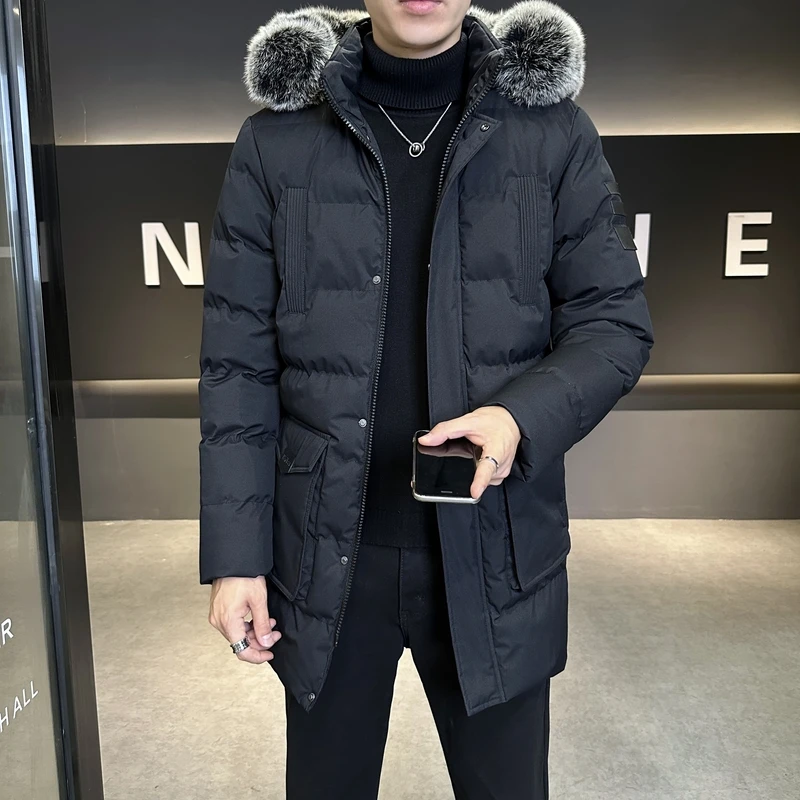 

Съемная кепка, парки, мужские длинные парки больших размеров, мужская повседневная теплая ветровка с подкладкой, верхняя одежда, зимние парки, мужская толстая теплая куртка