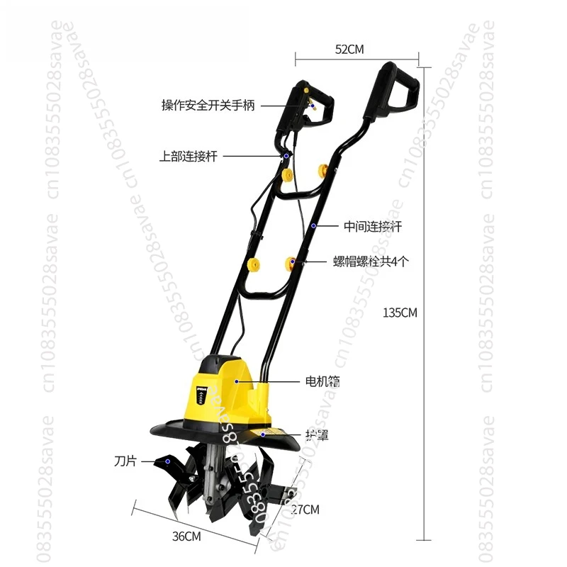 Electric Weeder, Micro Tiller, Small-scale Household Agricultural Land Plow Machine for Turning The Soil, Weed Removal