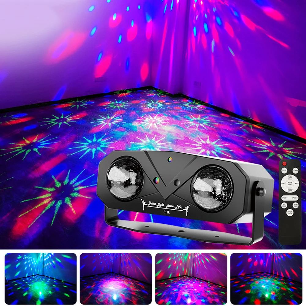 3 in 1 Party Lights Dual-color Magic Disco Ball LED Projector Light Red Green Laser Stage Lights for DJ Disco Party Wedding