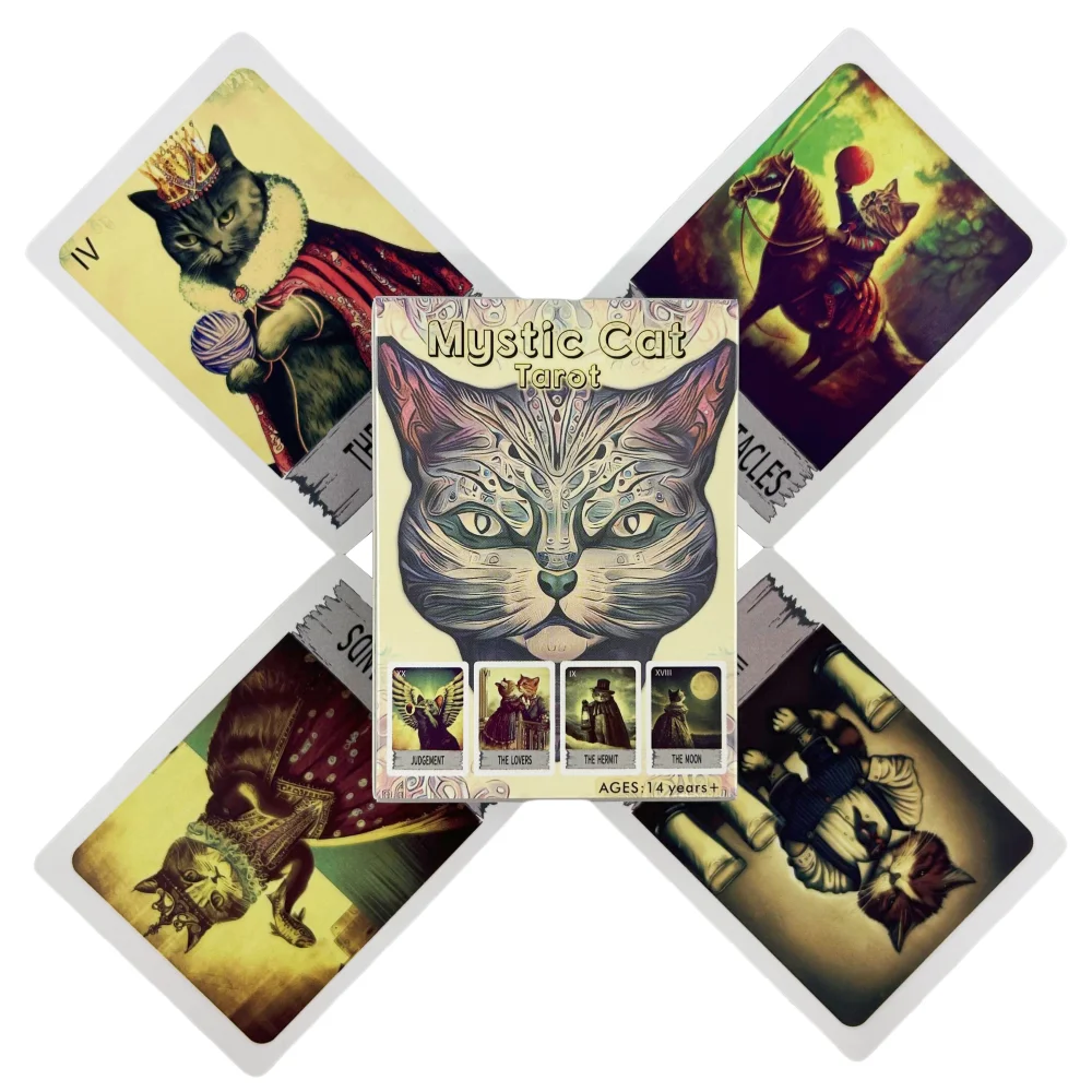 Mystic Cat Tarot Deck Cards Divination Deck English Versions Edition Oracle Board Playing Table Game For Party