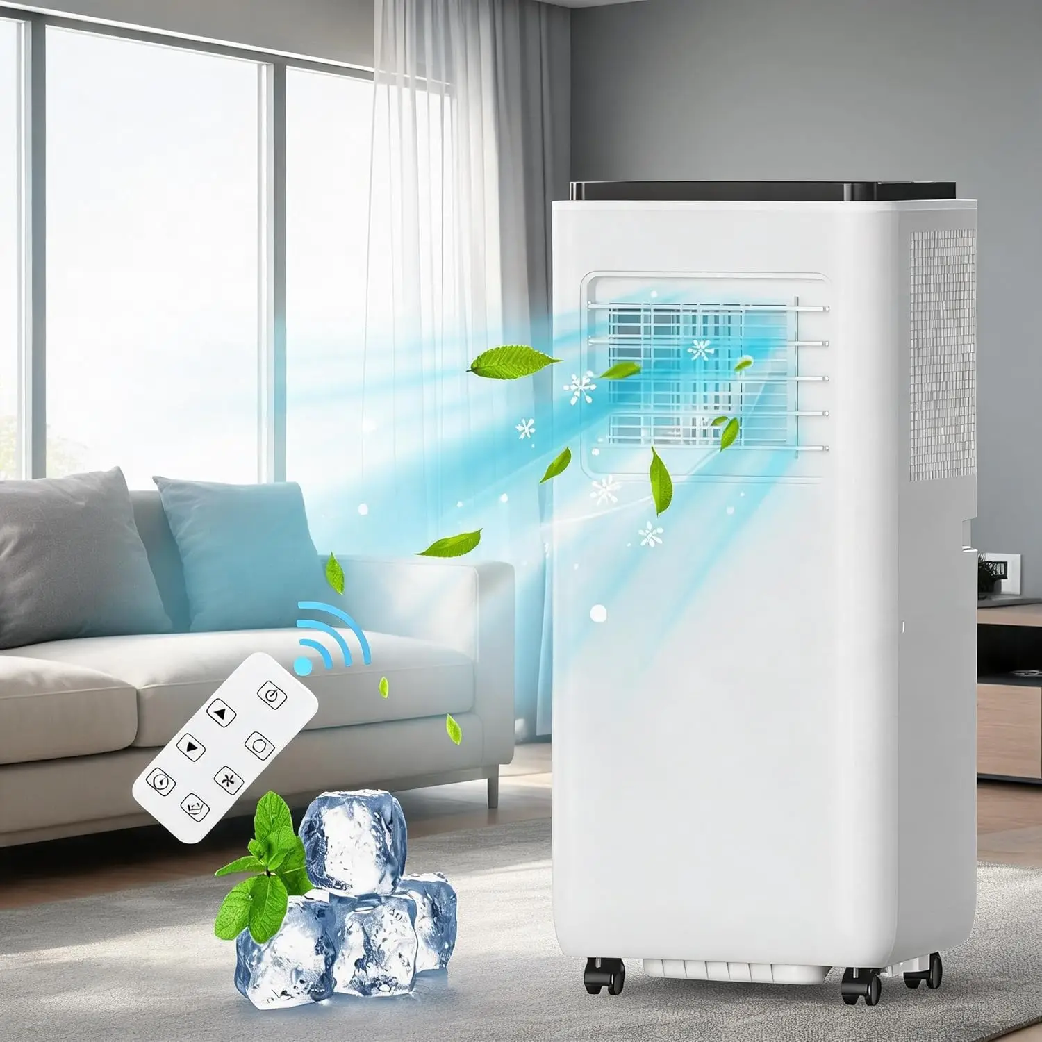 

8000 BTU 3-in-1 Portable Floor Air Conditioner, Portable AC Unit with Cooling, Dehumidifier & Fan Modes, Remote Control Air Cooler for Bedroom Apartment Small Rooms Up to 350 Sq.Ft