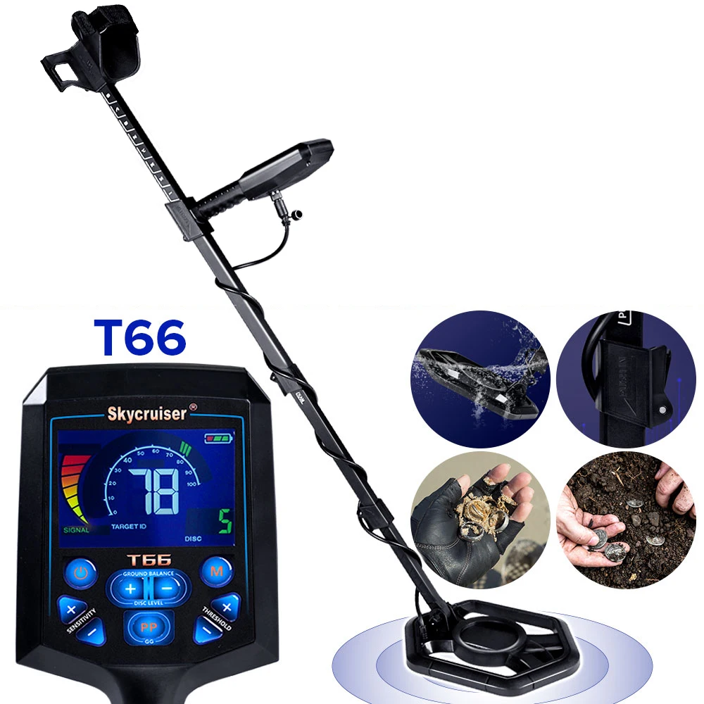 Professional Underground Metal Detector with LCD Display, Outdoor Hand-held Gold Detector, Treasure Seeker, High Accuracy, T66