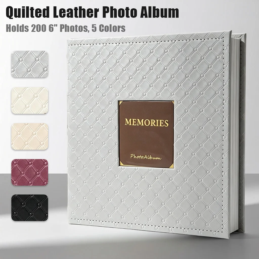 Premium PU Leather Photo Album Holds 200pcs 6 Inch Photos,Writing Note Space, for Wedding, Baby Growth & Family Keepsake Gift