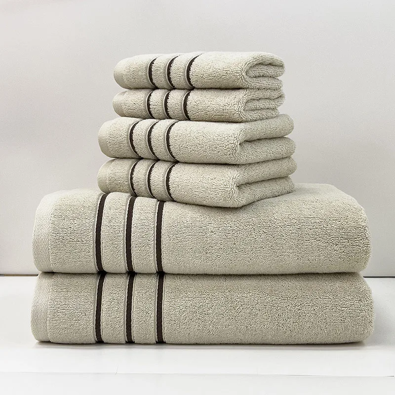 6 Piece Towel Set Highly Absorbent Bathroom 100% Cotton 2 Hand Towels 2 Face Towels 2 Bath Towels Suitable for Hotel Family Set