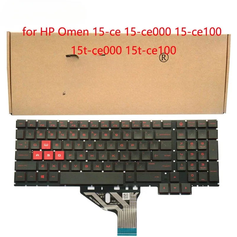 Replacement US Keyboard for HP Omen 15-ce 15-ce000 15-ce100 15t-ce000 15t-ce100 Laptop No Frame Red Letter Backlit