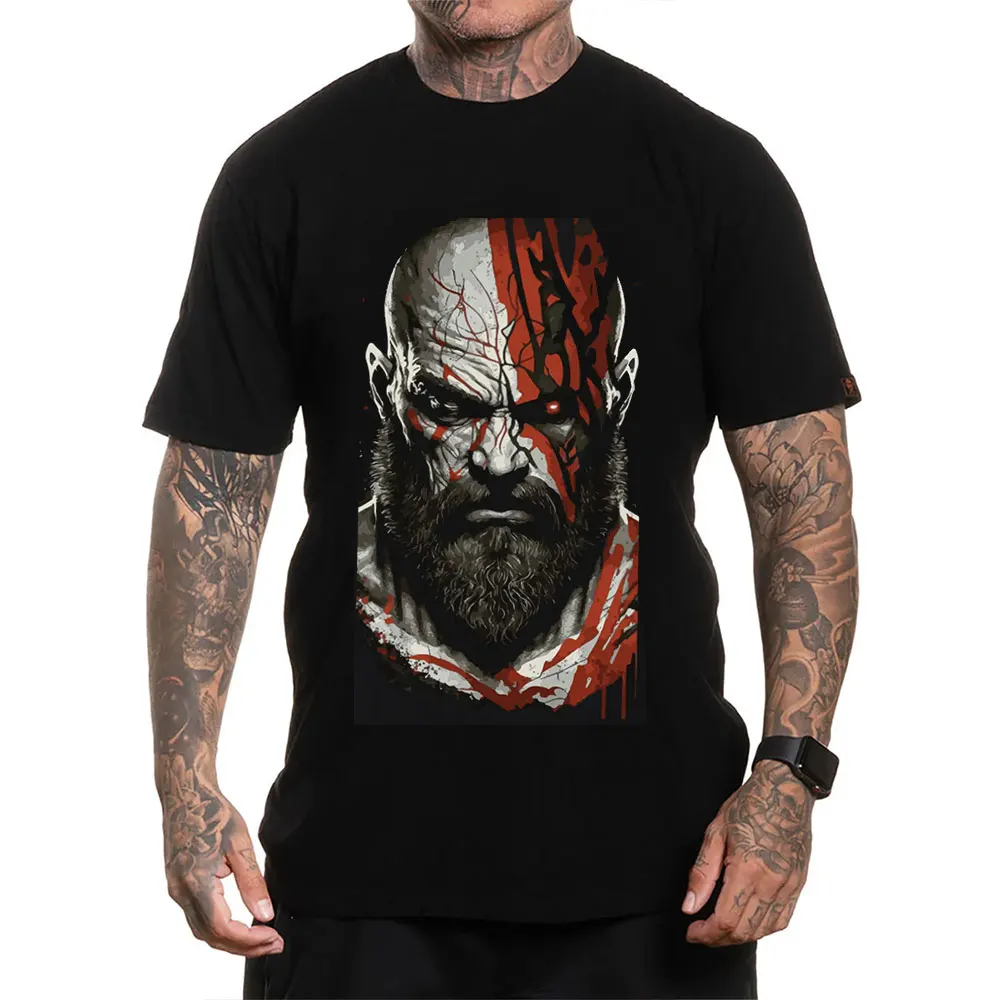 

God of War ragnarok Kratos 0202 GOW Sparta game Gift T shirt Norse mythology Spartan warrior Graphic clothes All size Tops