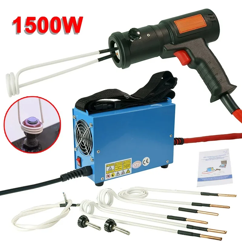 1500W Handheld Induction Heater Fast Heating Coil Kit Bolt Flameless Flame Removal Tool For Car Repair Disassembly