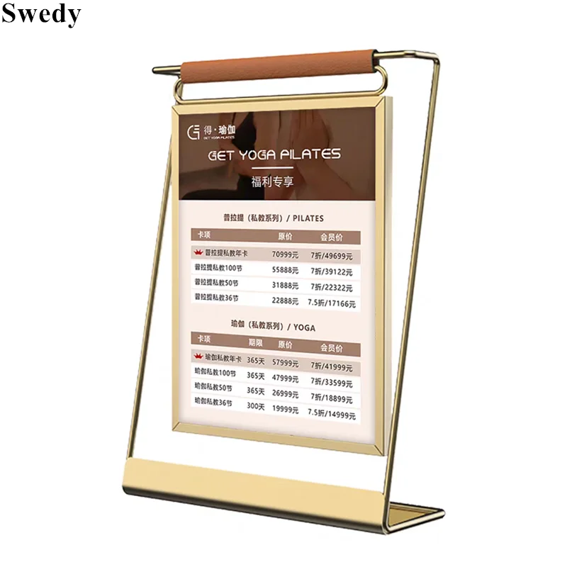 

8 Inch 225x175mm Beauty Salon Skin Metal Table Price List Holder Wedding Picture Photo Frame Acrylic Sign Holder Display Stand
