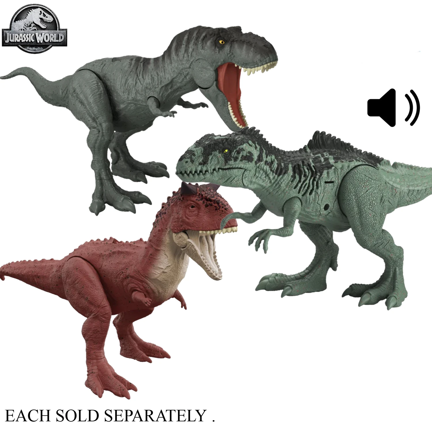 

Original Mattel Jurassic World 4 Sound surge Carnotaurus T-REX Giganotosaurus Dinosaur Toys for Kids Boys Christmas Gifts JGM12