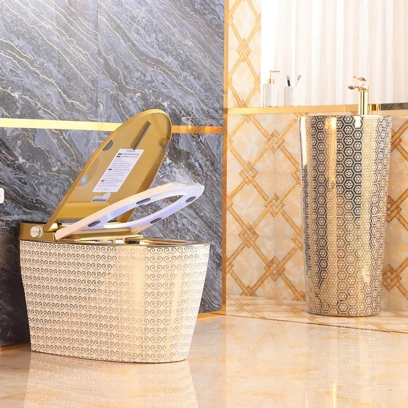 

European household integrated gold smart toilet, fully automatic without water pressure limit, electric toilet, bathroom