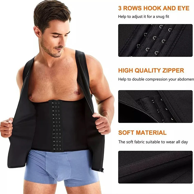 Men's Slimming Modeling Strap Belt Slimming Corset Vest Compression Shapewear Slim Three-Breasted Top Fat Burning Vest Innerwear