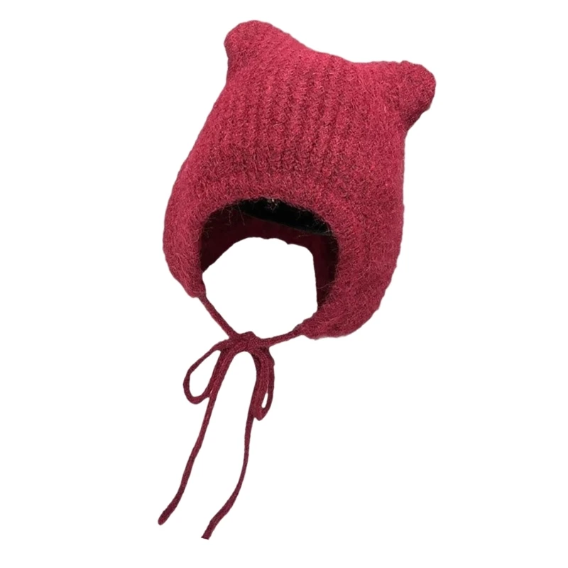 Bear Ears Hat Stage Performances Hat Soft Sister Lolitas Hat Ponytail Hat for Women and Girls Warm image 5