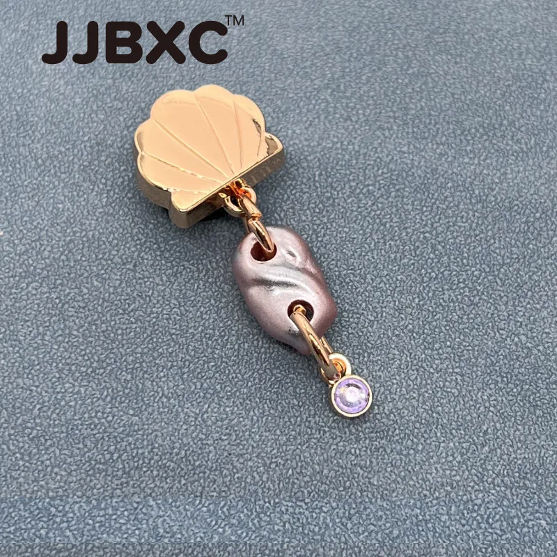 JJBXC سحر مشبك حذاء معدني عبر إكسسوارات الأحذية ثلاثية الأبعاد معدن المحيط شل اللؤلؤ لتقوم بها بنفسك إكسسوارات أحذية الموضة #4