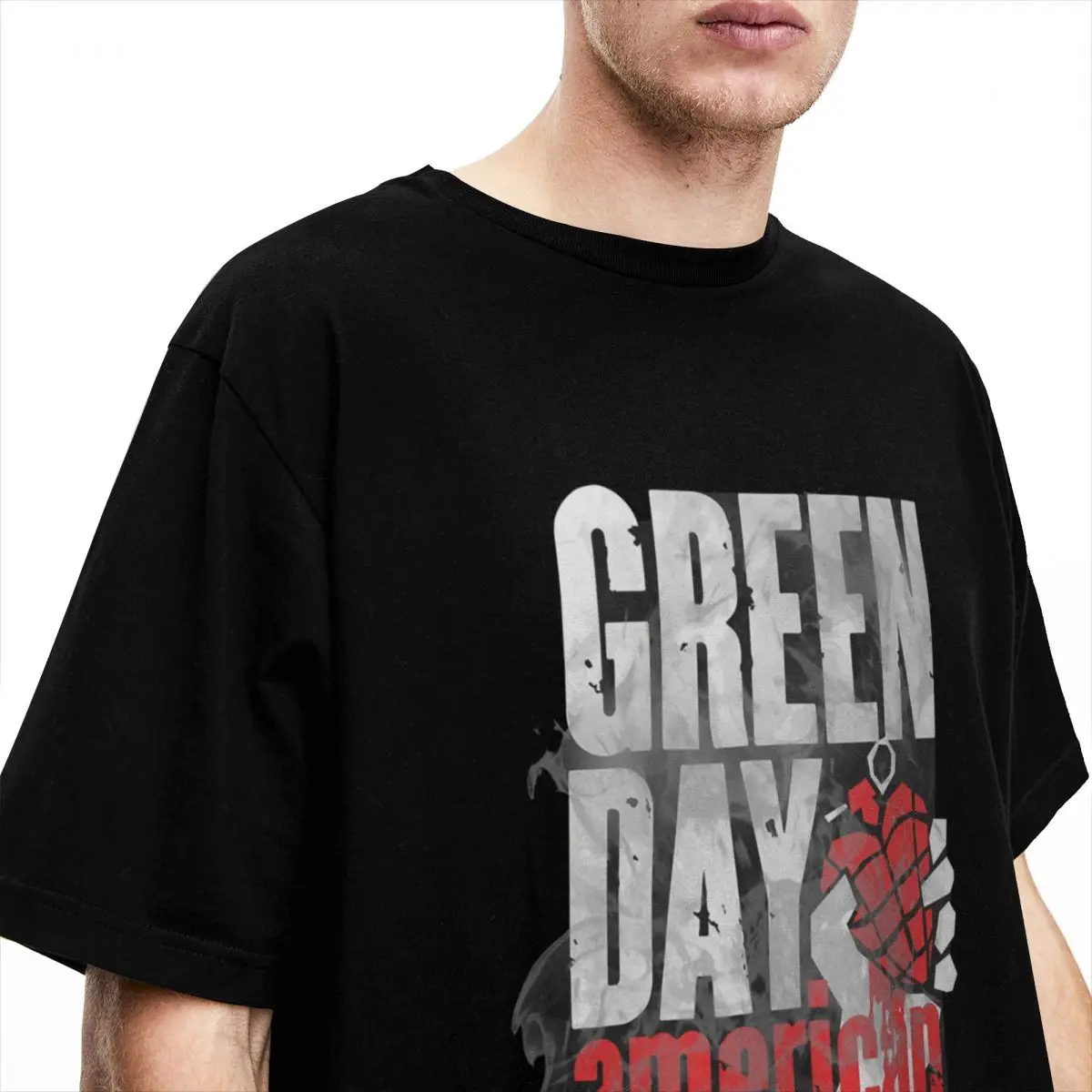 Oversized T-Shirt 2024 American Idiot Cotton T-Shirts Green Day Album Print Fashion Tshirt for Men Casual Short Sleeve Top Tees