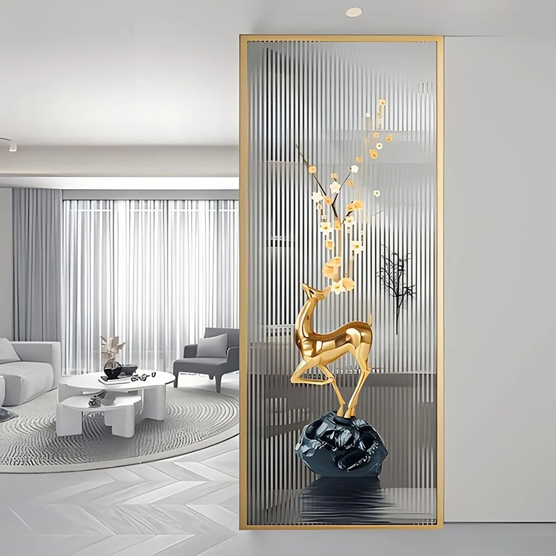 Modern simple art glass screen living room entrance entrance bathroom blocking wrought iron partition decorative wall