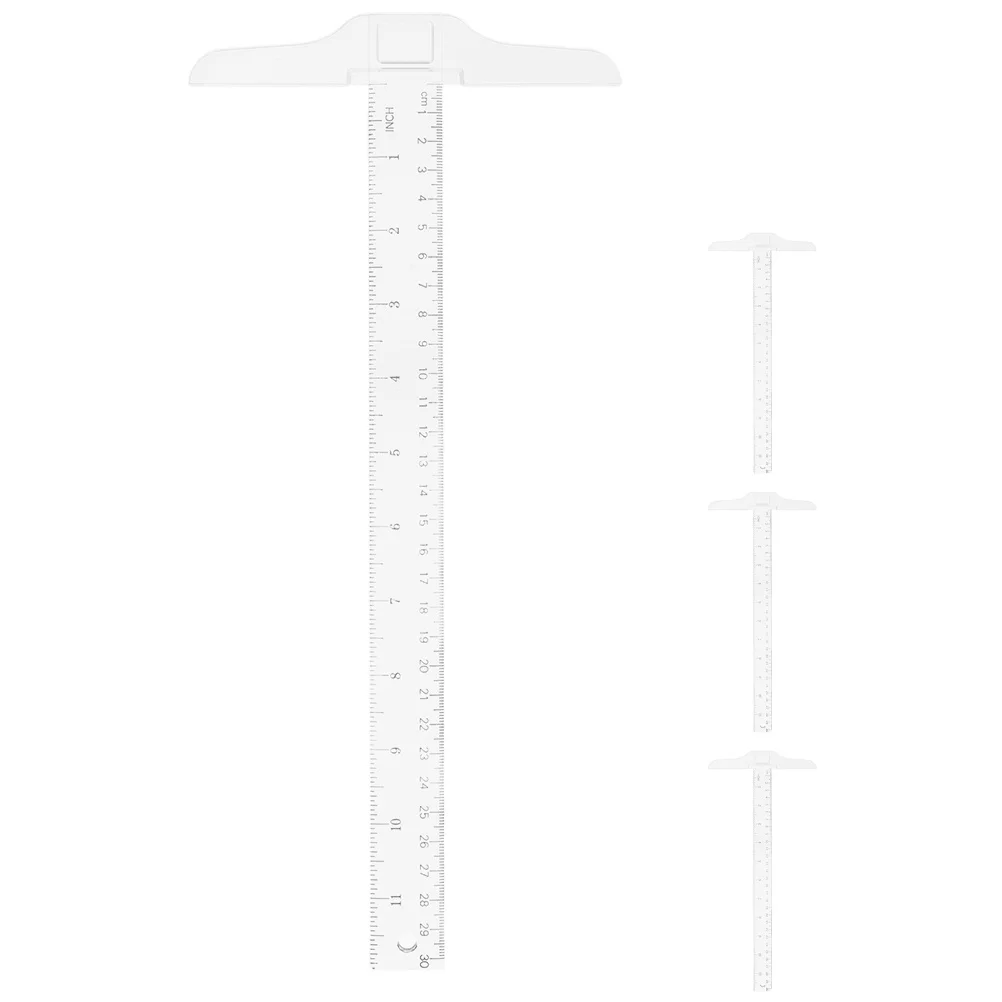 4Pcs Transparent T Shaped Ruler Professional Drafting Ruler for Engineering Woodworking Art Drawing Measuring Tool
