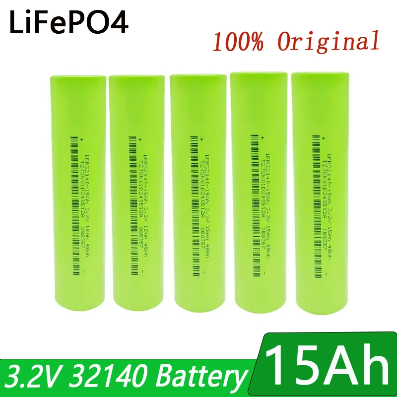 100% Original New 32140 3.2V 15Ah LiFePo4 Battery for EV E-Tricycle Ebike Emotorcycle Battery Pack Scooter Outdoor Power Suppl