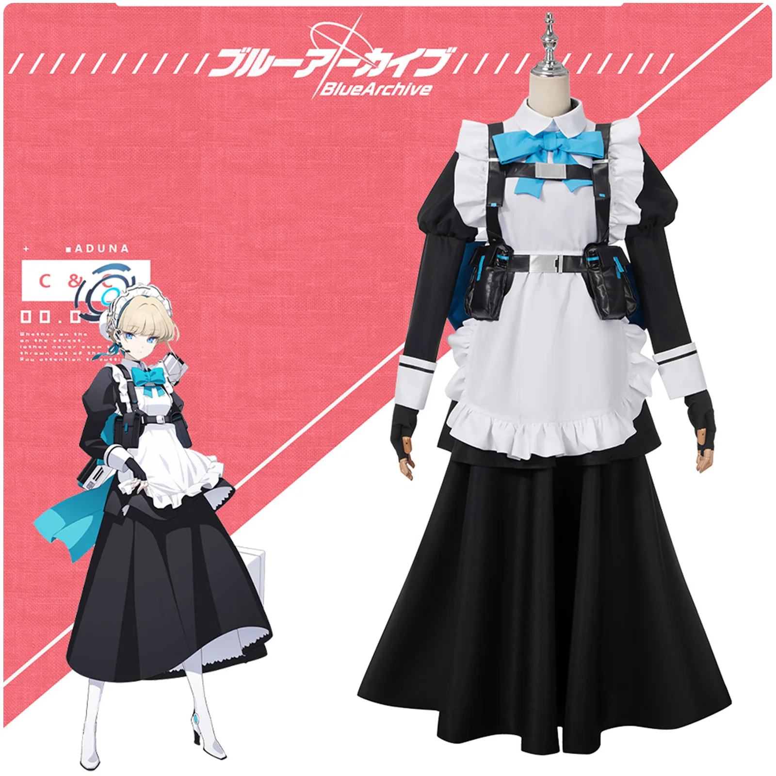 Game Blue Archive Asuma Toki Cosplay Costume Women Lolita Battle Maid Dress Uniform Halloween Party Role Play Outfit Clothing