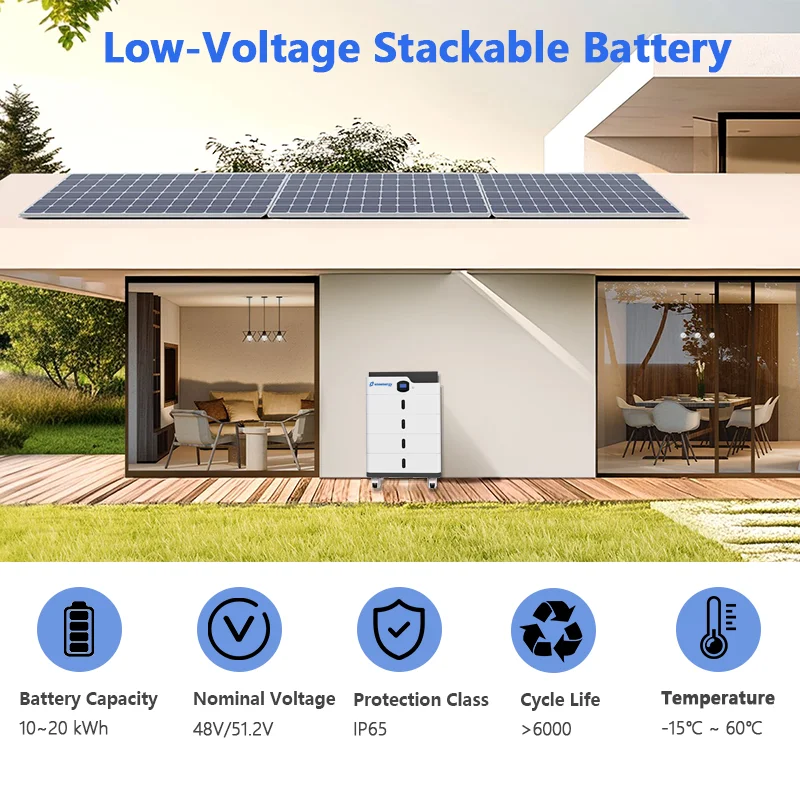 All in One Stacked Lifepo4 Battery Solar Energy Storage Power System Home 48v 51.2v 10KW 15kWh 20kWh 25kWh