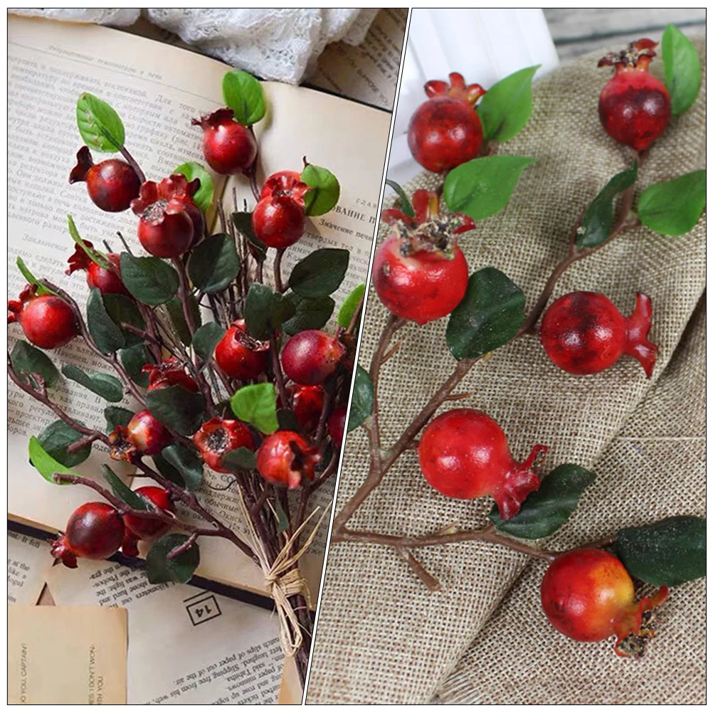 

2pcs Pomegranate Fruit Artificial Flower Bouquet For Home Office Wall Decor Simulation Floral Arrangement Party Wedding