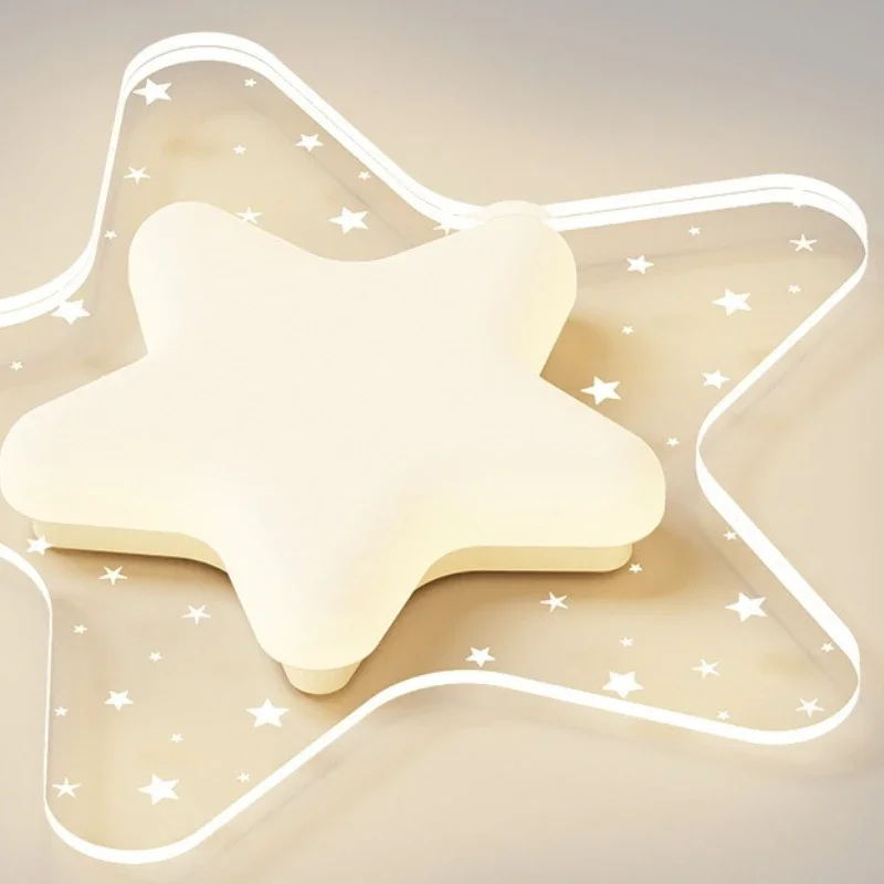 Modern Decorative Star Shaped LED Dimming Ceiling Light for Children's Rooms Home Art Living Rooms Simple Lighting Fixtures