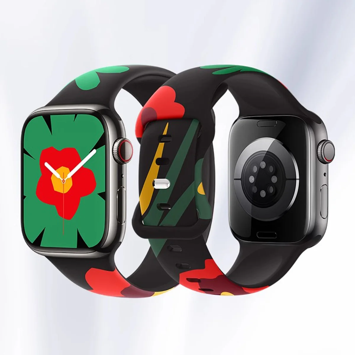 Black Unity Band For Apple Watch strap 45mm 44mm Ultra 2 49mm 40mm 41mm Printed silicone bracelet iWatch Series10 9 8 7 6 5 4 SE