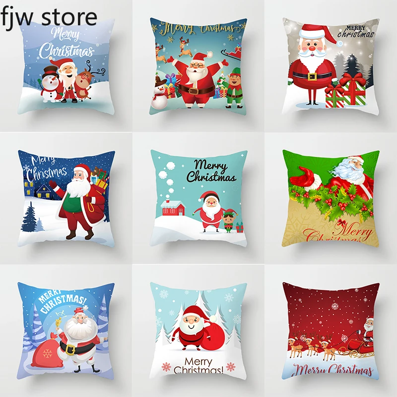 

Merry Christmas and New Year Decoration Pillowcase Cartoon Santa Claus Sofa Ornament Home