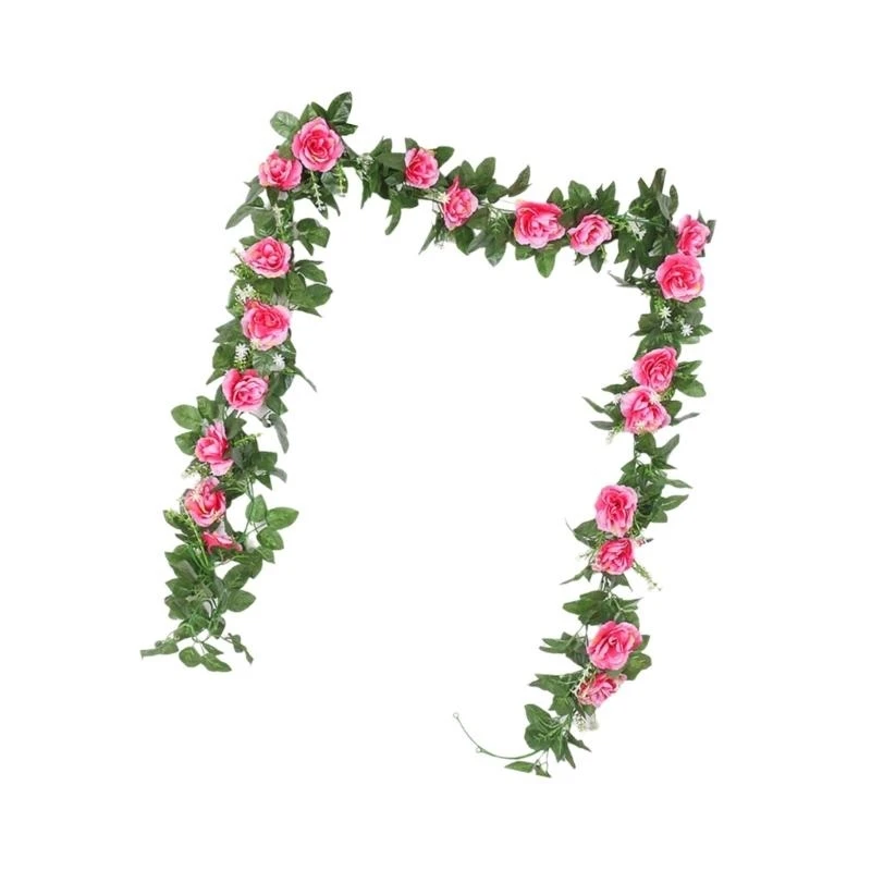 

Artificial Rose Vine Hanging Plant 7.21FT Long 10 Head Artificial Flower Vine