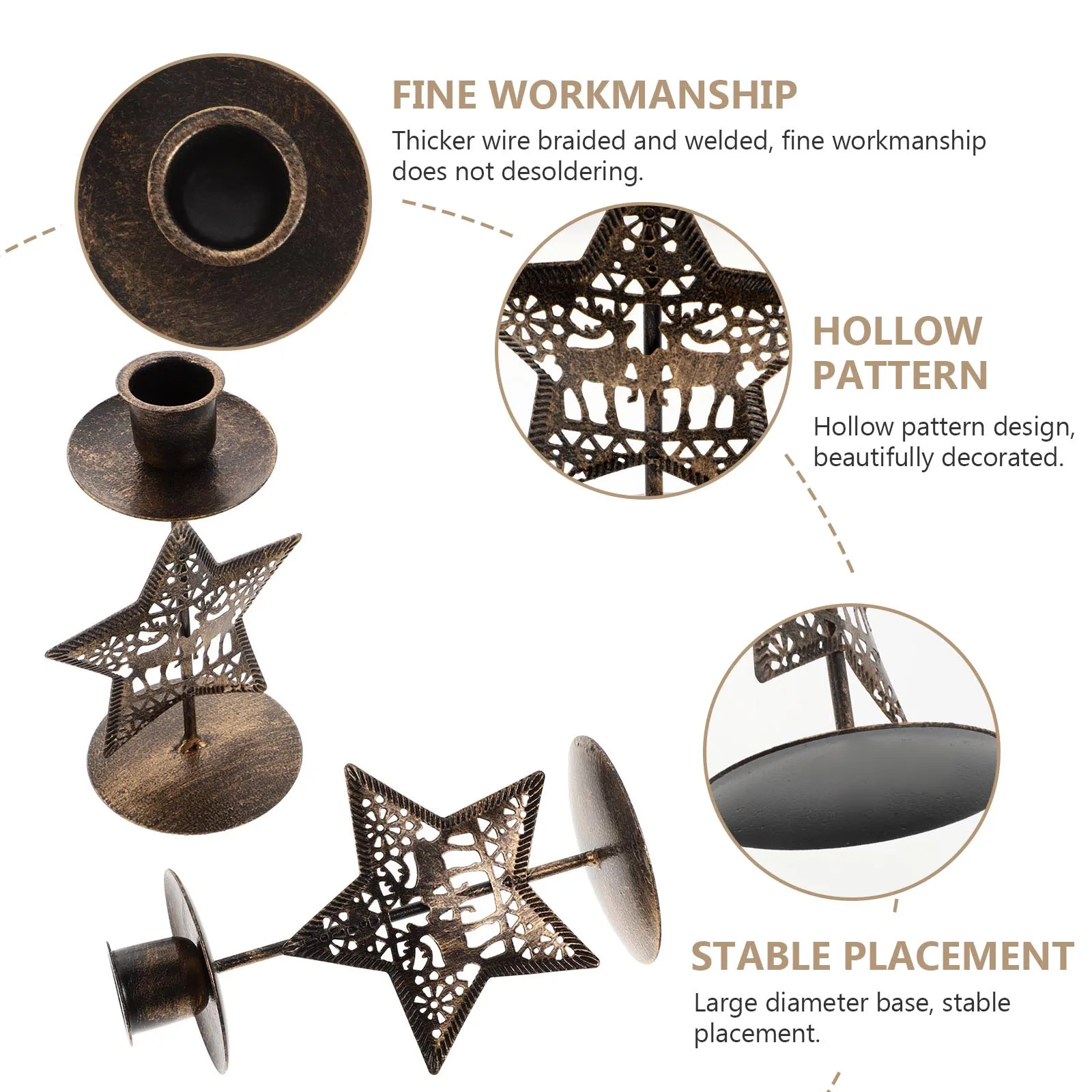 

2pcs Iron Holders Retro Desktop Decor Stands Creative Home Decorations Portable Candlesticks Classic Household