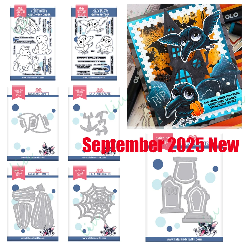 

2025 September New Witches Hats Cheer Pumpkin Faces Metal Cutting Dies Stamp for DIY Scrapbooking Handmade Photo Album Halloween