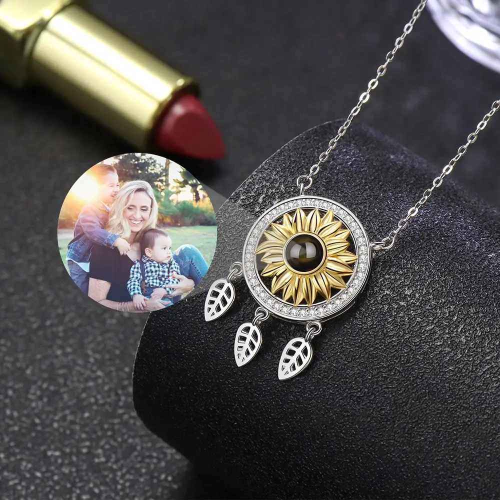 Custom Photo Necklaces S925 Silver Personalized Projection Photo Necklace for Women Mother Lover Jewelry Valentine's Day Gift