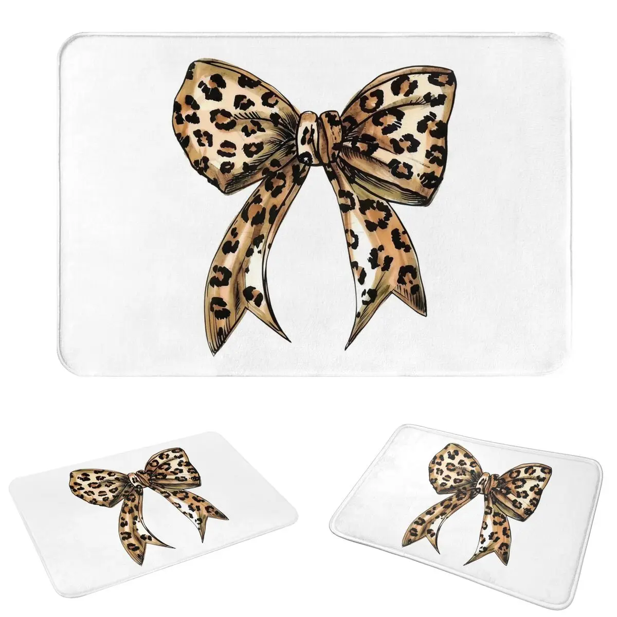 Leopard Print Bow Doormat Absorbent Mat Carpet Rug Kitchen Entrance Home Floor Mat for Living room Footpad Mats
