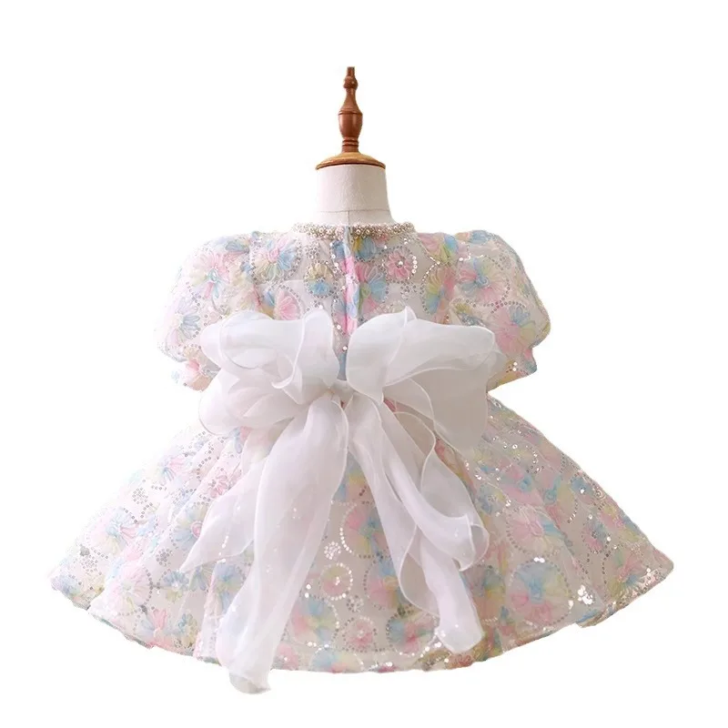 Baby Mädchen Geburtstags feier Kleid Säugling Sommer Taufe Kleid Perle Blume Hochzeit Kostüm Kinder Kleidung Kleinkind Vestidos