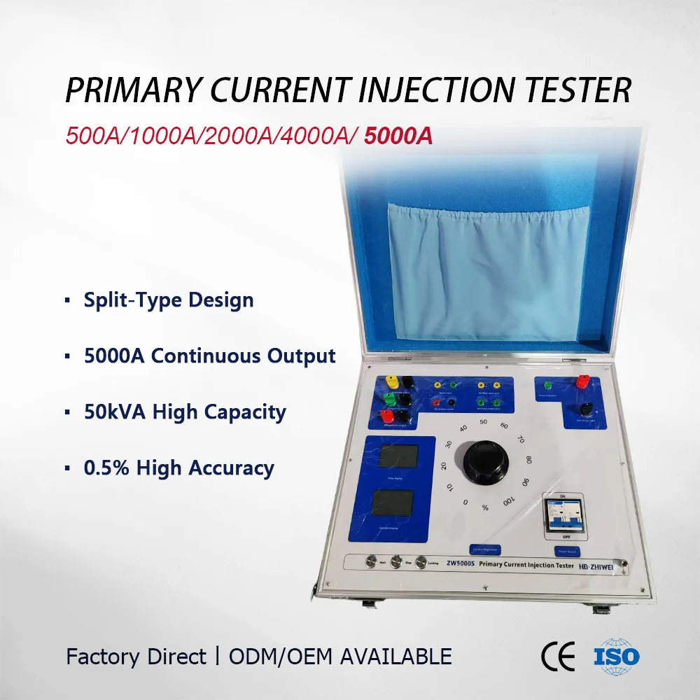 Portable 5000A Primary Current  Tester Compact 50KVA High Accuracy High Current Generator Lightweight Substation 1 Year