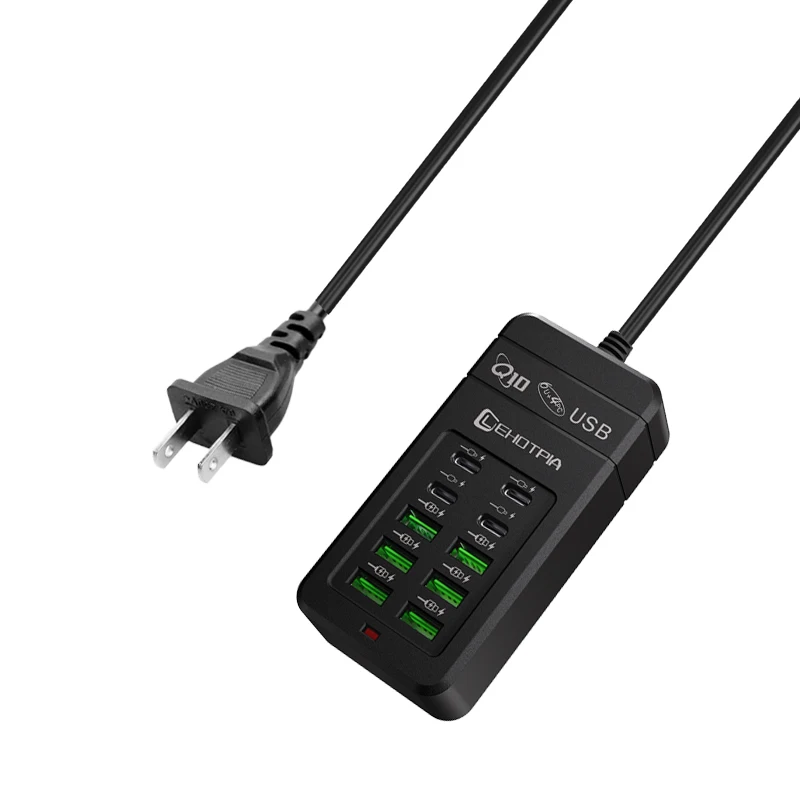 EU UK US Plug Meerdere Rapide USB-oplader Voedingsadapter 1,2 m Verlengsnoer 6 USB-A 4 USB-C Draagbaar voor mobiele telefoon USB-aansluiting