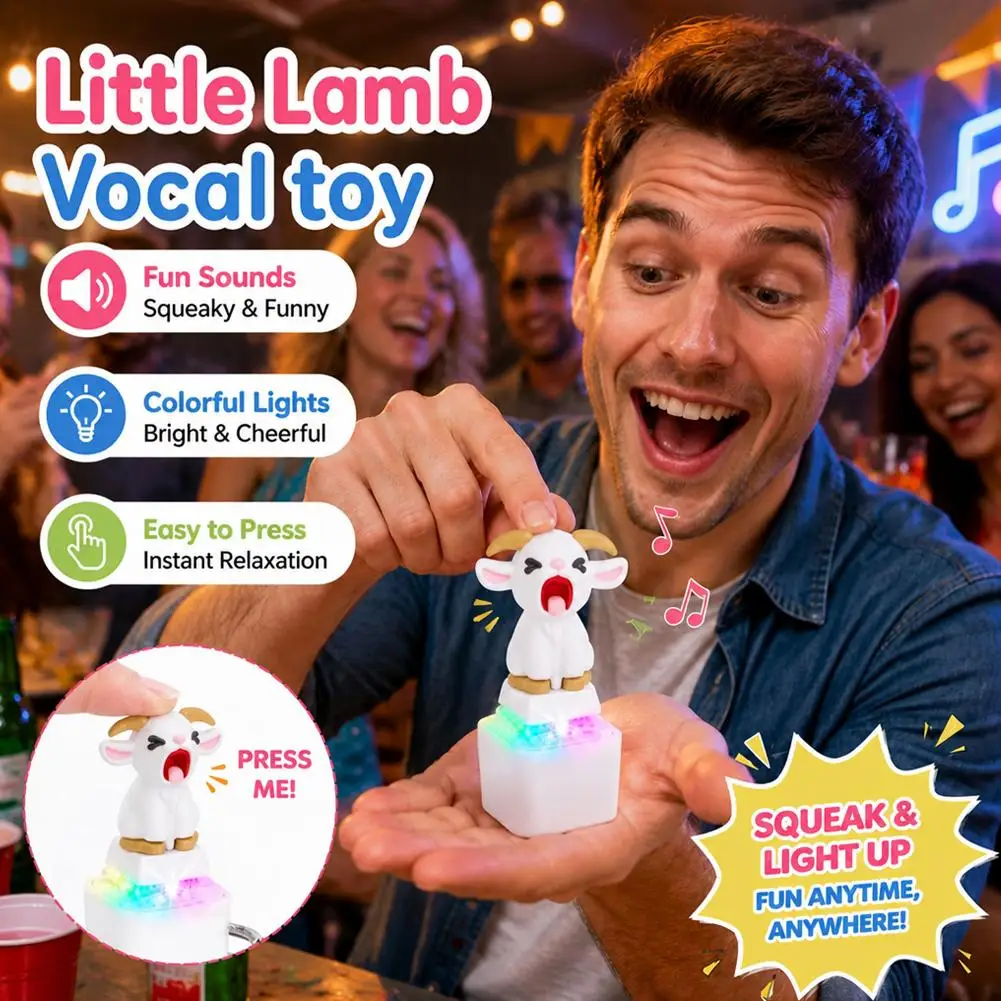 Rechargeable Screaming Goat Keychain with Light Sound Anti-Stress Keypad Button Style Pocket-Sized Cartoon Sounding Key Ring view 3