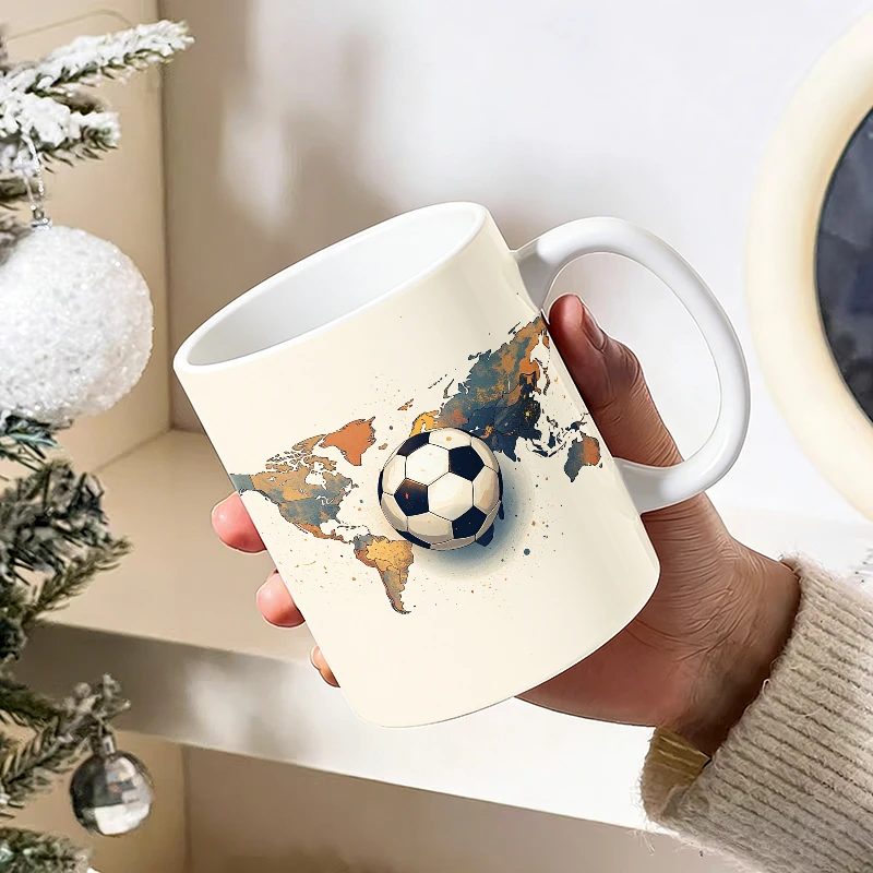 World Map Soccer Ball Button Set - Unique Desk Accessory Mug with a bottle opener function of 2026 Major Football Event