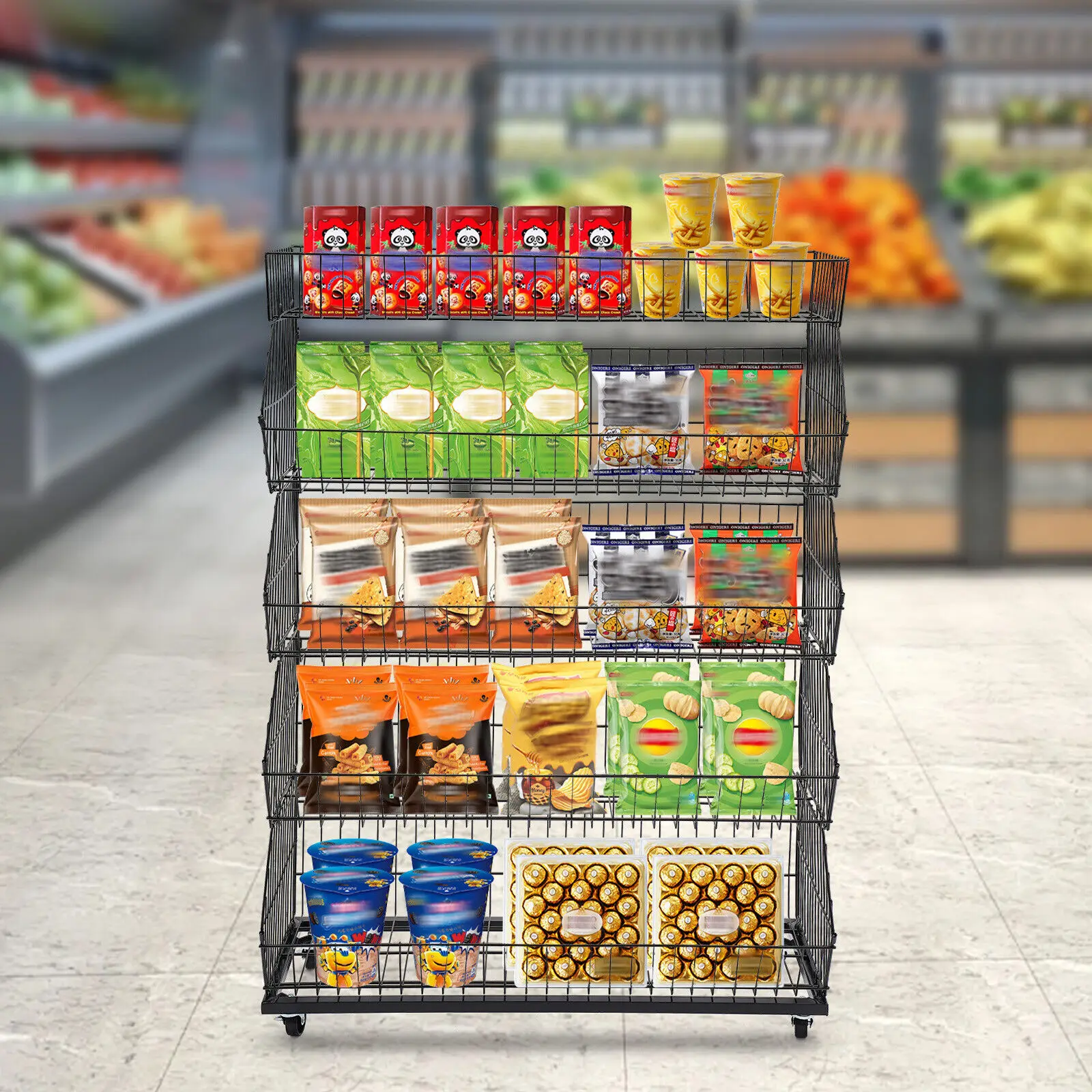 

Стойка для розничной торговли, 5-уровневая стойка для розничной торговли, полка для розничной торговли с колесами