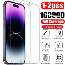 1-2Pcs 강화 유리 iPhone 15 14 13 12 11 Pro X XS XR Max 화면 보호기 iPhone 12 13Mini 7 8 14 Plus