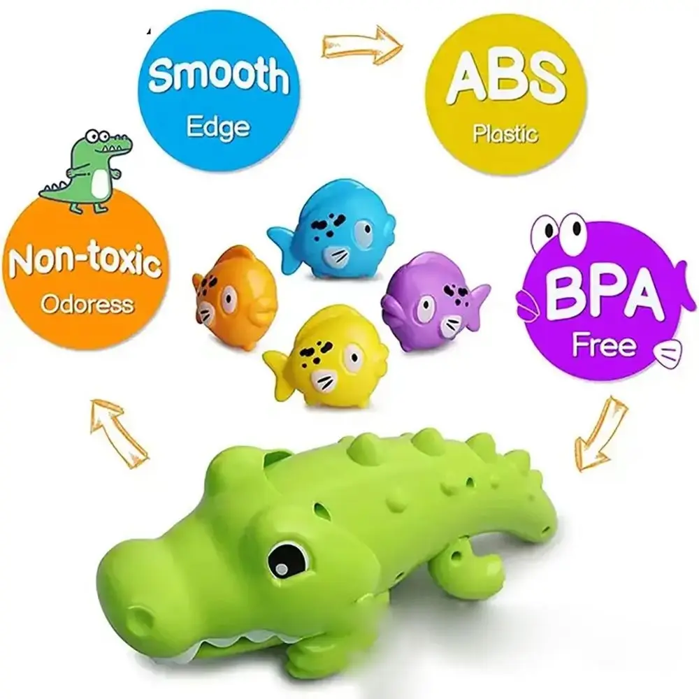 

Big Crocodile Bathroom Bathing Toy Multiple Types Eating Small Fish Water Playing Toys Cartoon Fashion Crocodile Water Toy
