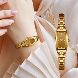 OLEVS relojes de lujo para mujer, reloj de pulsera dorado resistente al agua a la moda, pulsera para mujer, conjunto de regalo, reloj de acero de tungsteno para niñas Jererly