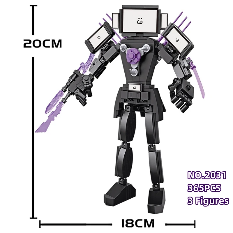 Dark Tv Man Plus Skibidi Toilet Man MOC Building Blocks Toys Titan Clock Man Female Model Diy Gift Toys For Children Kids