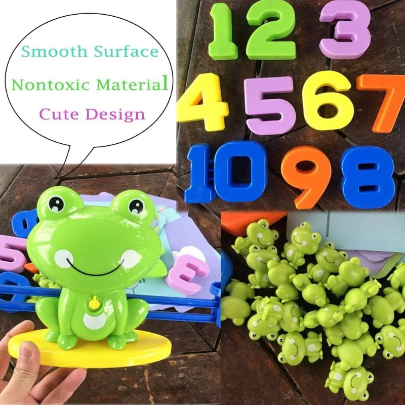 Juego de matemáticas de equilibrio para niños, juguetes de conteo Montessori STEM con tarjeta de rana, habilidades de aprendizaje de equilibrio, juegos de matemáticas preescolares para niños