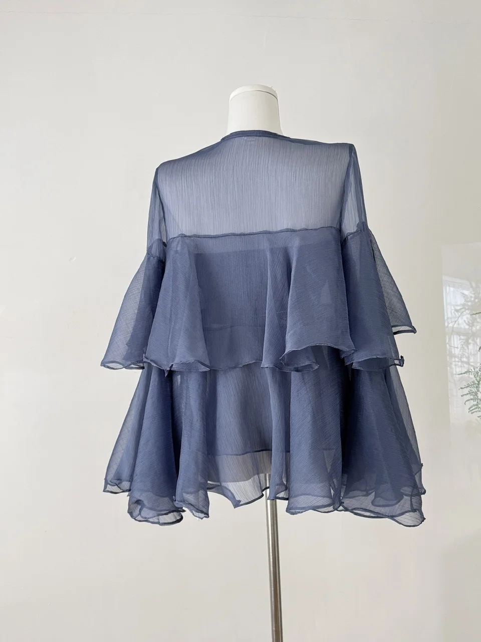 Wyszczuplająca Oddychająca Koreańska Elegancka Bluzka z Falbankami, Kołnierzykiem i Długim Rękawem, Damska Bluzka z Dekoltem w Serek, Wiązana, z Szyfonu w Stylu Tie-dye