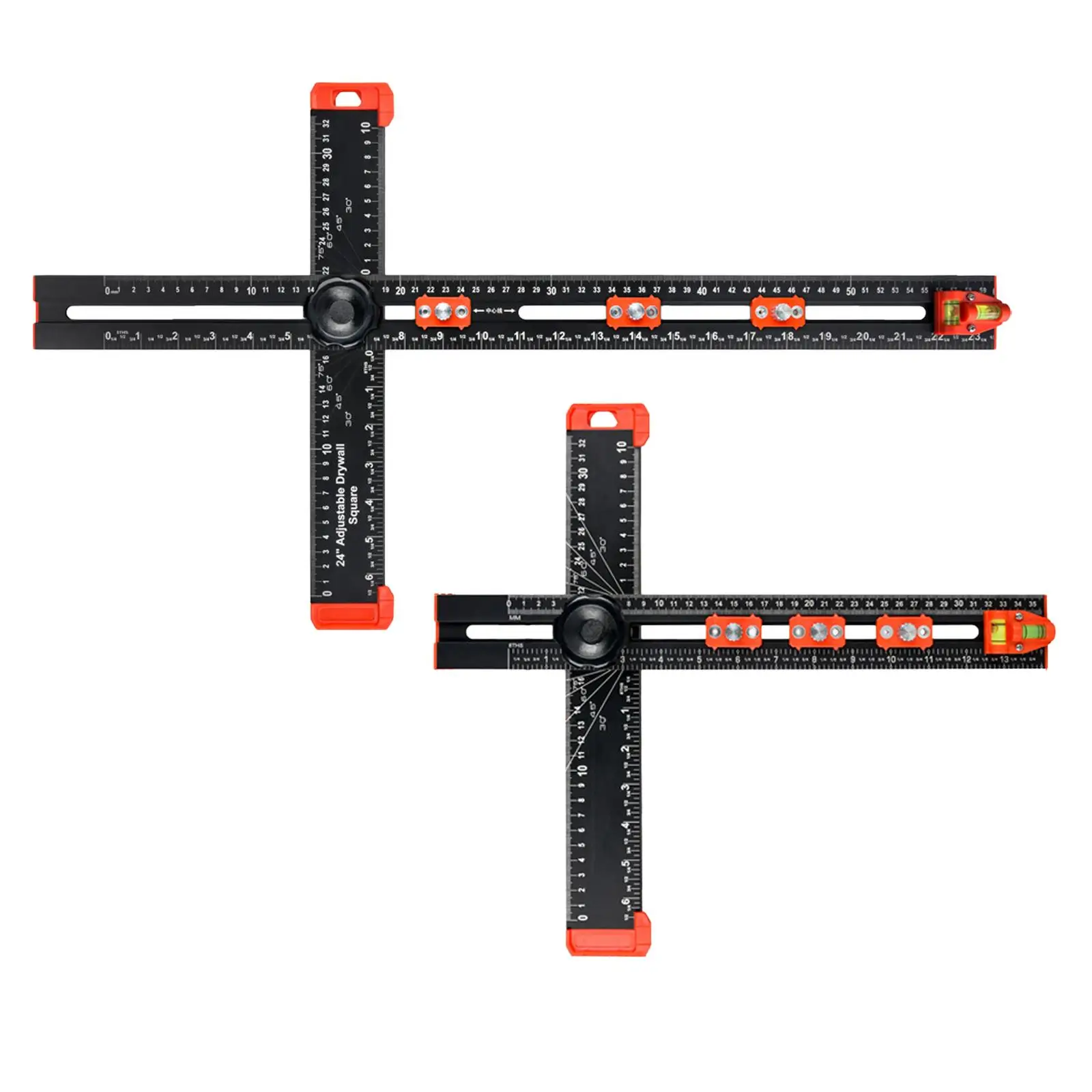 T Square Ruler Professional with Auxiliary 2 Axis Bubble Levels with Adjustable Blocks Drilling Positioning Ruler for Carpentry