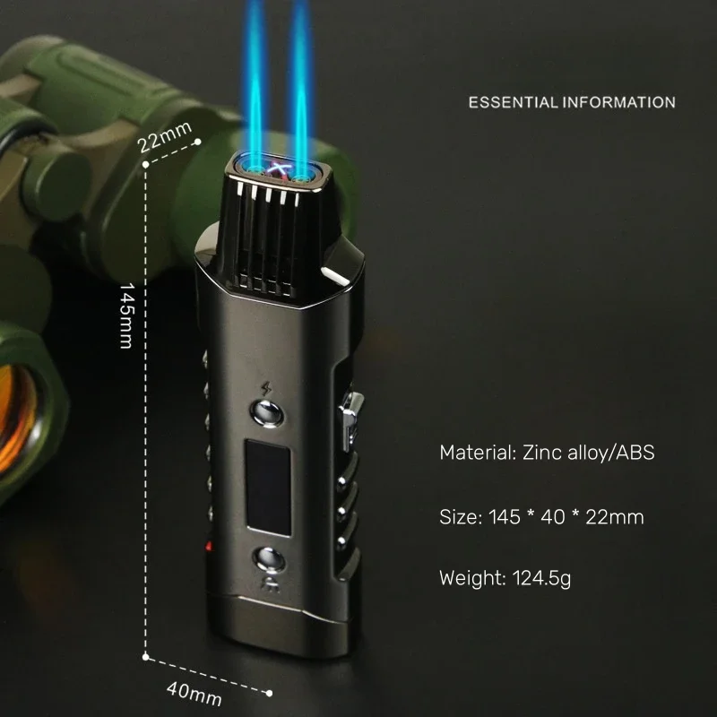 Multifunctional Gas Electric Dual Purpose Lighter Direct Charged Arc Lighter Blue Flame Point Cigar Inflatable Charging Igniter