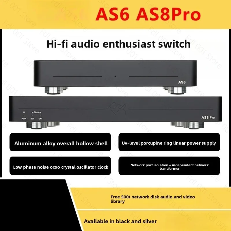 LHY AS8 Pro Flagship Audio HIFI Audiophile Switch 2.5G10G Optical Isolation OCXO Clock